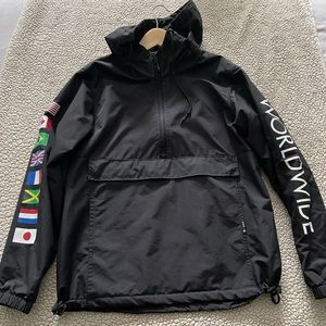 Huf Black Quarter Zip Windbreaker/Rain Jacket